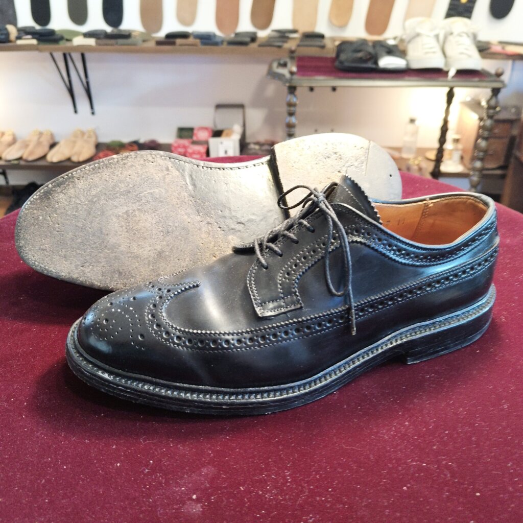 オールデン トップリフト 摩耗 修理前
オールデン つま先 摩耗 修理前
