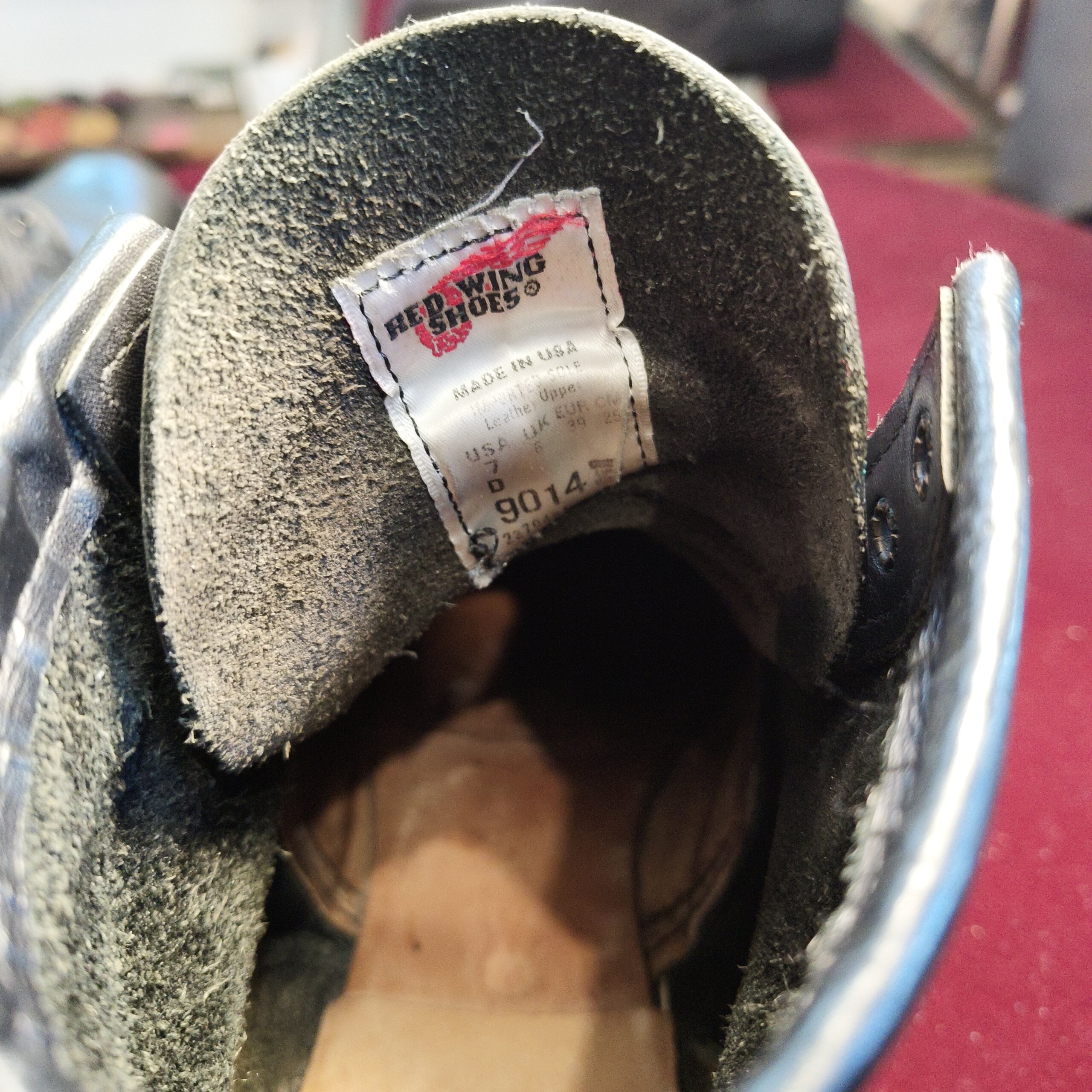 レッドウィング 9104（タグ品番9014）サイズ表記タグ 修理後 オールソール交換 横浜 靴修理 郵送 靴修理 全国対応