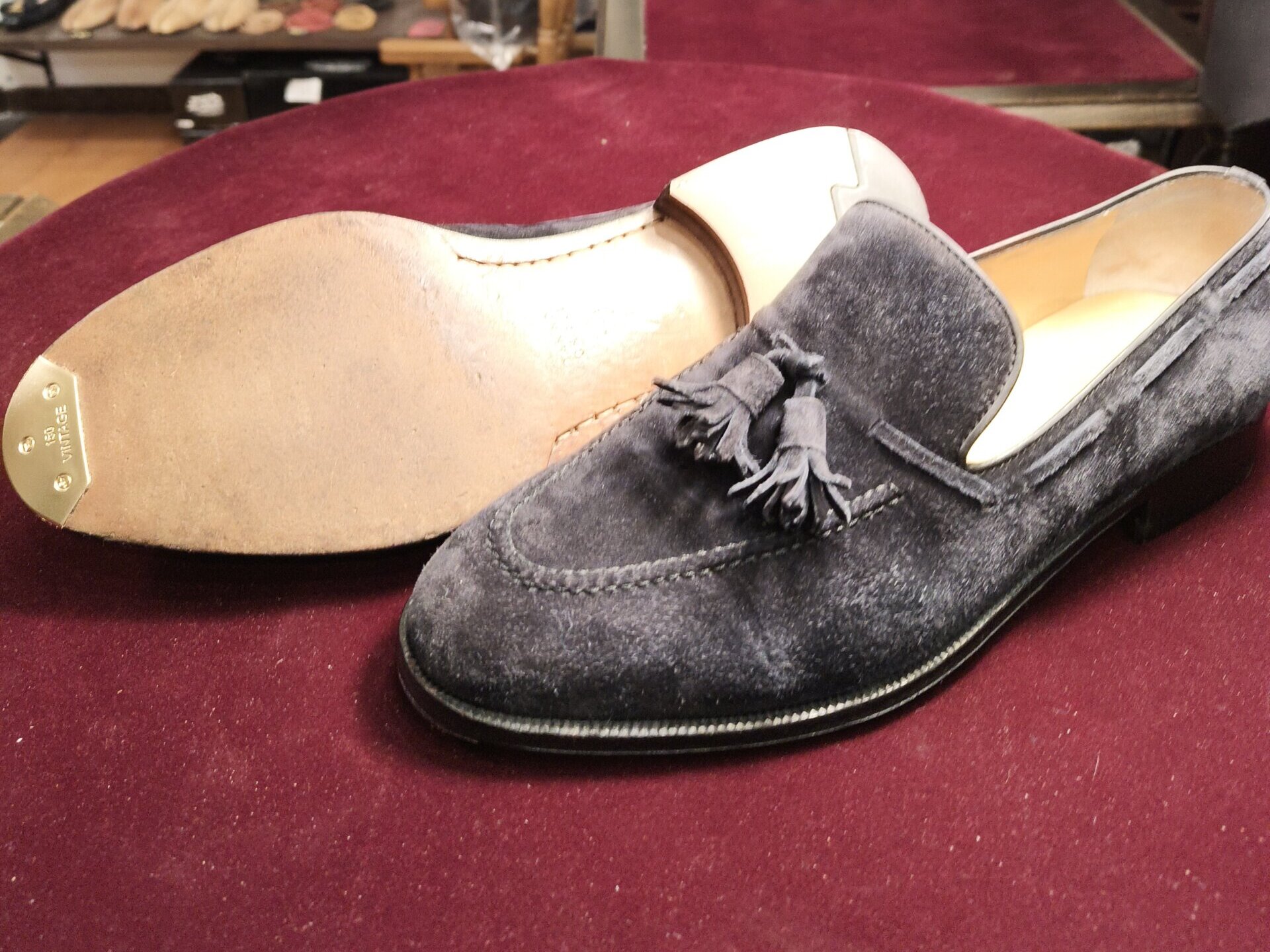 タニノクリスチーのローファー。トップリフト交換、トゥスティール取付、ライニングパッチ補修後の仕上がり